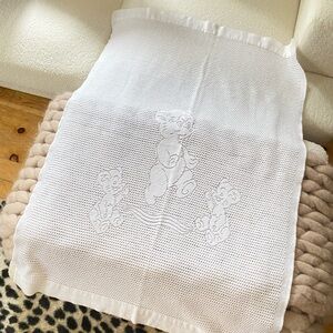 White Baby Blanket with Bear Design